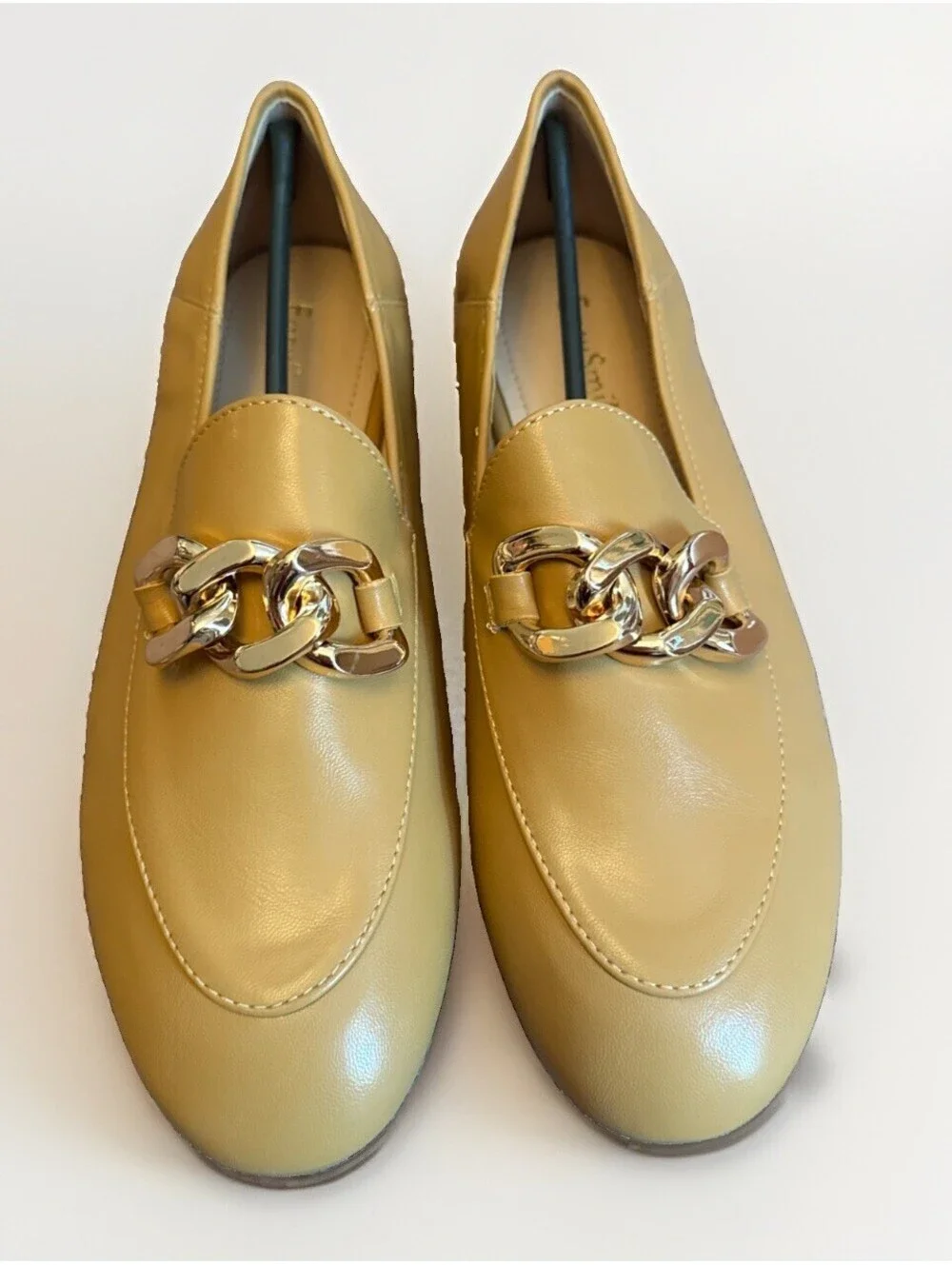 New EasySmile Metal Chain Camel Brown Loafers Flats Shoes Ladies Size 7.5